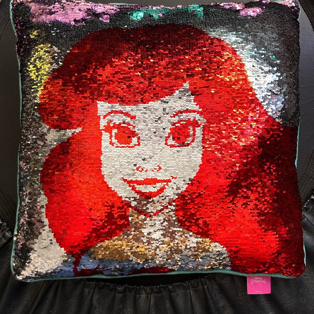 Disney little mermaid, Ariel, reversible, sequin pillow